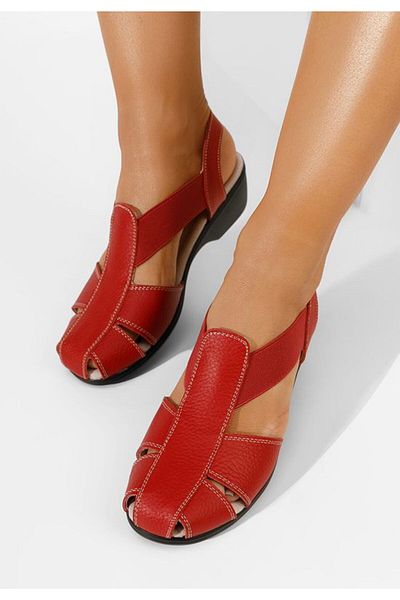 B T Shoes Melona V4 red low heel sandals