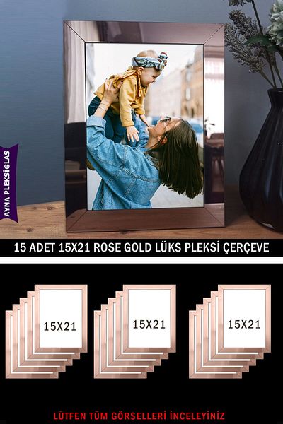 yhfoto 15 Pieces 15x21 A5 Rose Gold Mirror Plexiglass Frame - Luxury Plexiglass Frame