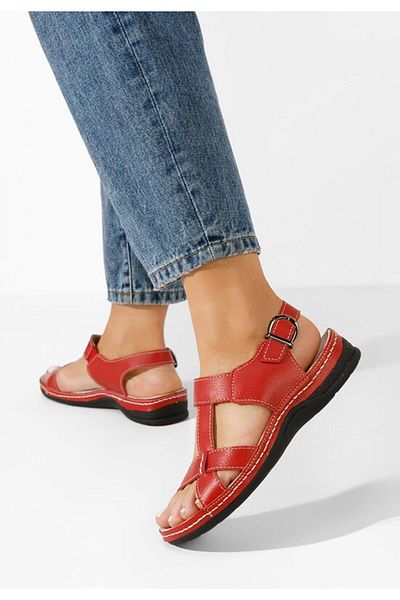 B T Shoes Women's Zinna red leather sandals