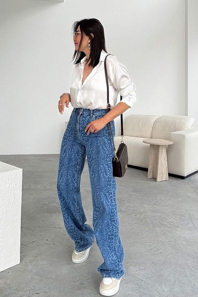 ELVAN TOLON Jean cu model de șarpe