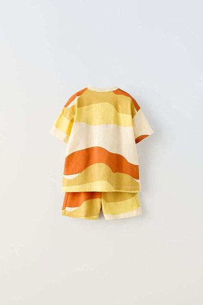 Magu Unisex Children's Colorful Patterned Cotton T-Shirt and Shorts Set – Summer Comfortable Combination