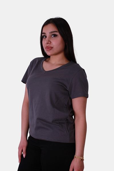 trender Tricou de damă antracit - Model cu decolteu în V Cm18