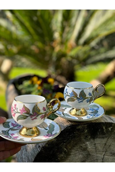 Ulus Home Acar Elit Mixed Flower 2-Person Coffee Cup Set