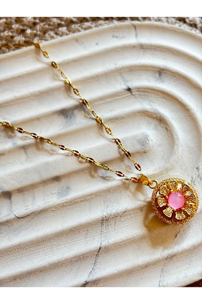 Staınless Spinning Flower Steel Necklace
