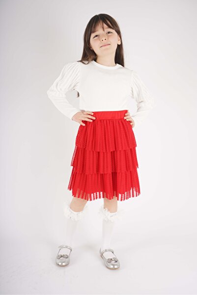 MİNİKO KİDS 23 April 29 October Concept Sleeve Tulle Cuff Detail Layered Tutu Skirt Suit