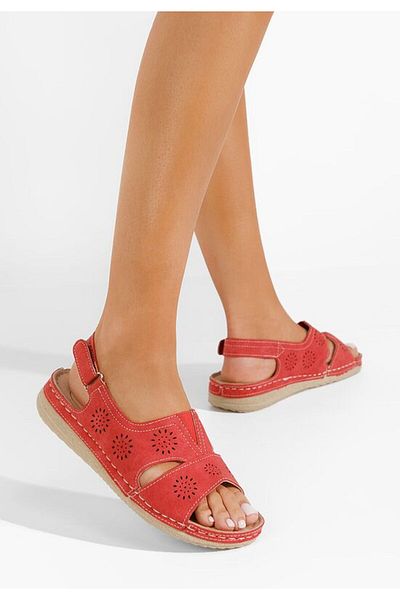 B T Shoes Lisandra red flat sandals