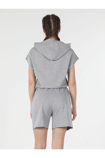 Colin's Regular Fit Hooded Printed Women's Gray Sweatshirt