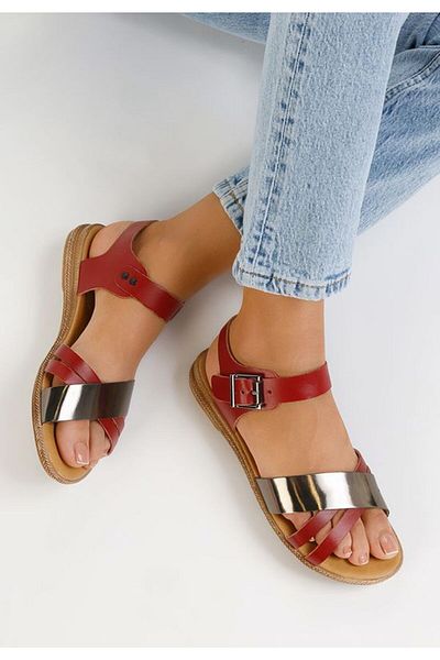 B T Shoes Casiella women's garnet leather sandals