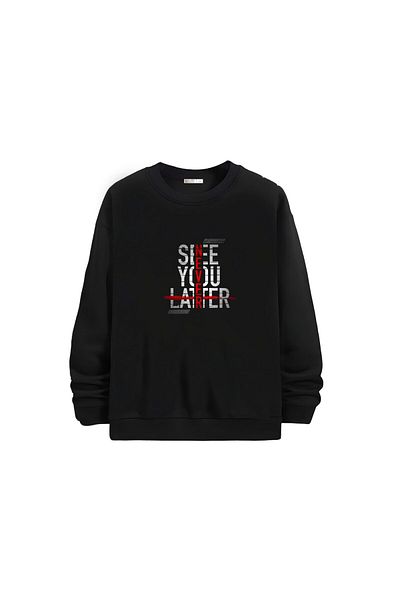 Gölge Store Μοντέρνο και κομψό φούτερ Slimfit Unisex με στάμπα με λαιμόκοψη 1362