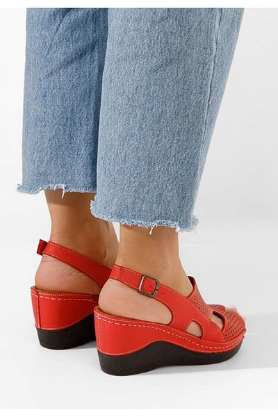 B T Shoes Paola red platform sandals