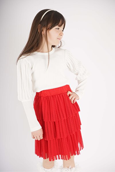 MİNİKO KİDS 23 April 29 October Concept Sleeve Tulle Cuff Detail Layered Tutu Skirt Suit