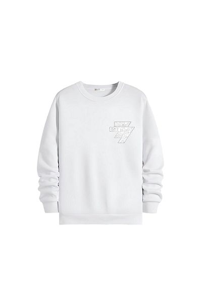 Gölge Store Μοντέρνο και κομψό εμπριμέ Unisex Slimfit Crew Neck φούτερ 1360