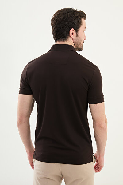 Mcr Ανδρικό μπλουζάκι με λεπτή εφαρμογή με γιακά πόλο καφέ - 36827.24Y