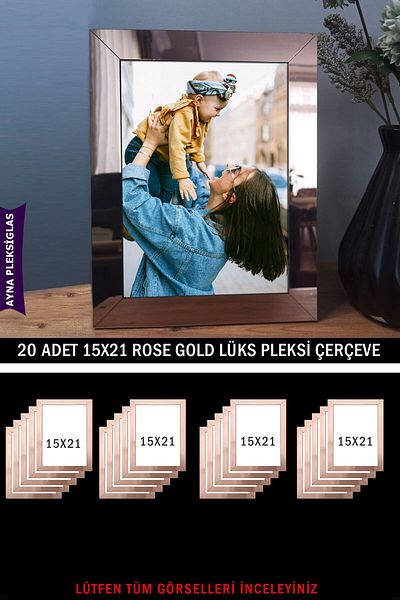 yhfoto 20 Pieces 15x21 A5 Rose Gold Mirror Plexiglass Frame - Luxury Plexiglass Frame