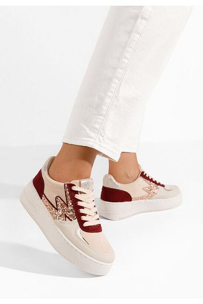 B T Shoes Nadine red platform sneakers
