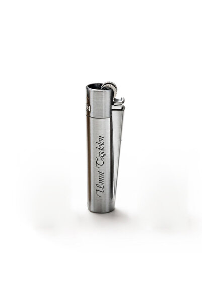 Cömert Hediyelik Eşya Kişiye Özel Clipper Gri Renk Çakmak