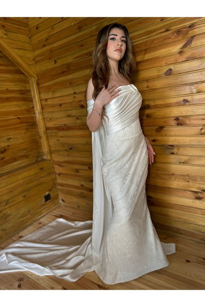 Emodaist Satin Draped Wedding Dress