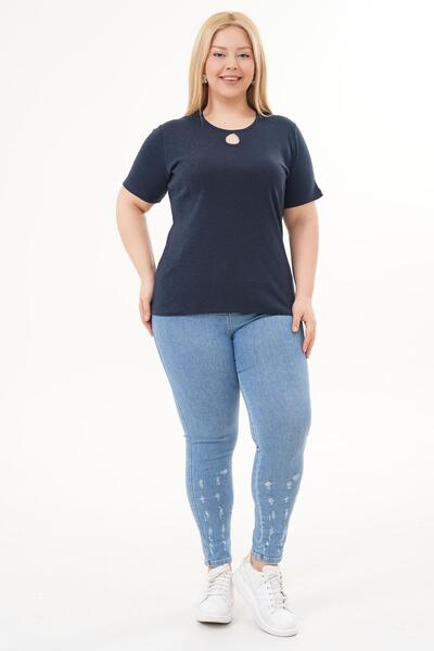 Siyezen Plus Size Drop Collar Cotton Lycra Blouse