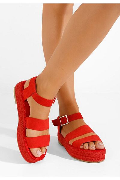 B T Shoes Coraline red espadrille sandals