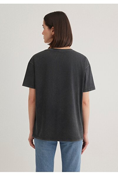 Mavi Printed Anthracite Loose Fit Istanbul T-Shirt