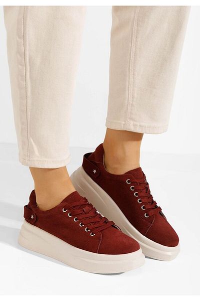 B T Shoes Women's red Valonia leather sneakers