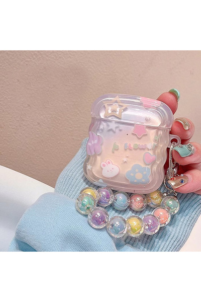 Choice حافظة سماعات رأس AirPods 1 2 LIGHT BLUE بتصميم كوري لطيف ثلاثي الأبعاد...