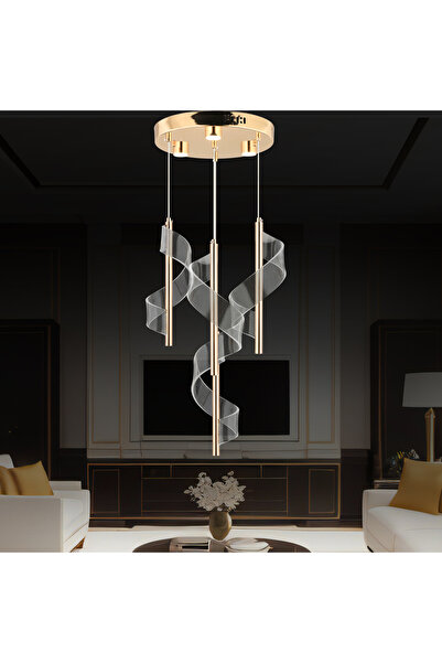 Apliqa Jadon 4'lü Yuvarlak 3 Renkli 35 Watt Gold Kristal Ledli Modern Oturma ...