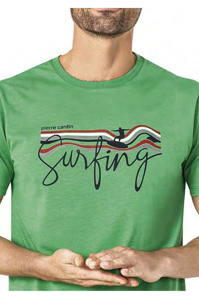 Pierre Cardin Men's Green Short Sleeve Printed Shorts Clothing Set