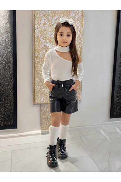Çocuktarz kız çocuk deri şort