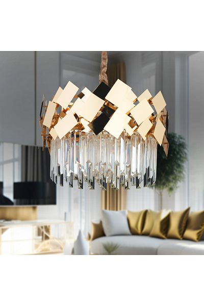 Apliqa Lustra Cristal HubRom, ROSHAN 21036-50Y 50x90 cm 6xE14-40W Auriu