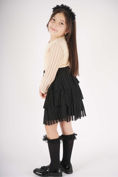 MİNİKO KİDS 23 April 29 October Concept Sleeve Tulle Detailed Layered Tutu Skirt Suit