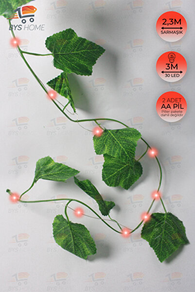 BYSHOME Dekoratif Yeşil Yapraklı 230 Cm Yapay Sarmaşık Ve 300 Cm Peri Led Kır...