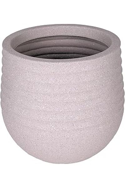 Mu Art Ahşap Herdekora Oval Indoor and Outdoor Flower Pot Beige Small Size 30X30X27,5 Cm.