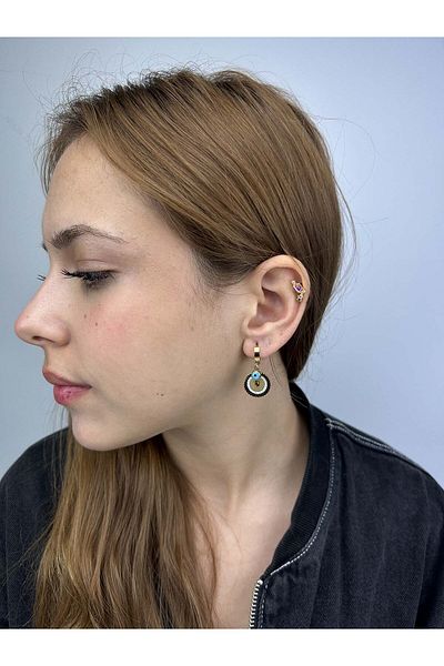 Neon Takı by Atalay Sensitivity Tag and Xxx Dangle Reşatli Ata Model, Stainless Steel Earrings 79, Gold Color
