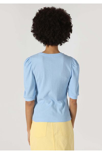 Colin's Tricou albastru cu mânecă scurtă pentru femei, cu gât rotund, cu croiala normală