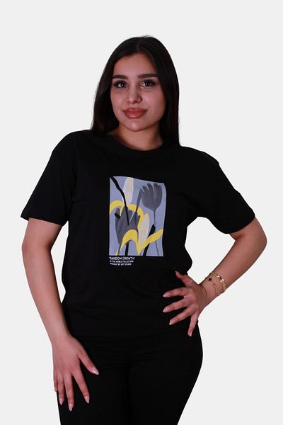 trender Tricou negru pentru femei cu potrivire relaxată