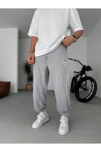 BYBASICMAN Gray New York Embroidered Stopper Leg Sweatpants Pm-015