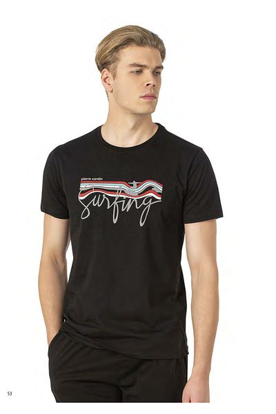 Pierre Cardin Men's Black Short Sleeve Printed Hanefi Clothing Set with Shorts