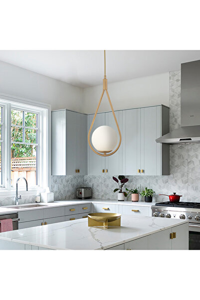 Apliqa Mirza Tekli Eskitme Sarkıt Beyaz Camlı Modern Sarkıt Mutfak Salon Sarkıt Avize