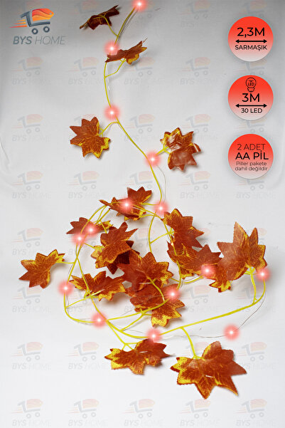 BYSHOME Dekoratif Sonbahar Yapraklı 230 Cm Yapay Sarmaşık Ve 300 Cm Peri Led ...