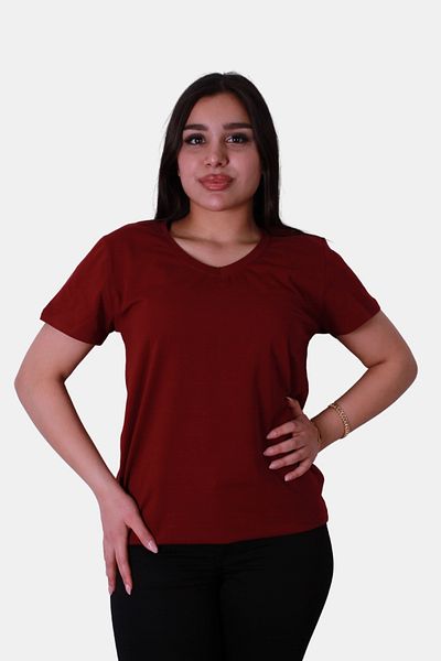 trender Claret Red Women's T-Shirt Cm18 V-Neck Claret Red Model