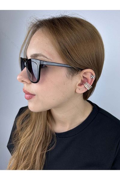 Neon Takı by Atalay Sensitivity Tag and Zircon Stone and Pearl, Ear Cartilage Area Earrings 513, Case Gold Color
