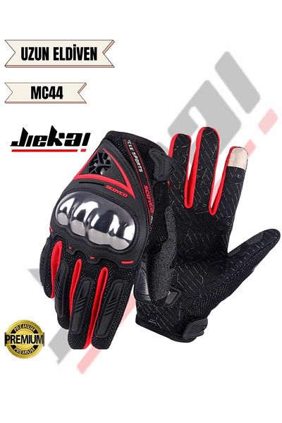 JİEKAİ Mc44 Red Long Biker Gloves
