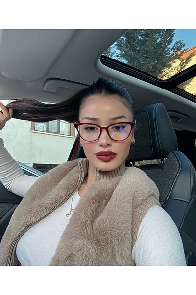LOOKUP Blue Light Protection Glasses Cat Eye Optical Compatible (Transparent Glass Can Be Changed) 50 Ekartman Display Glasses