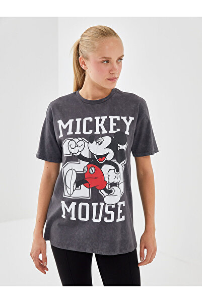 LC Waikiki LCW Mickey Mouse bedrucktes Damen-T-Shirt – Rundhalsausschnitt, ku...