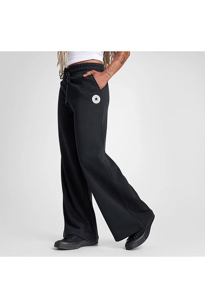 converse Women's Black Knit Wide Leg Sweatpants 10027980 -001