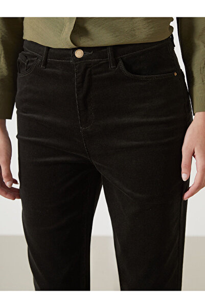 LC Waikiki Khaki Slim Fit Velvet Women's Trousers