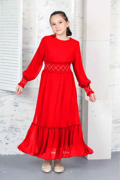 Asortik Kids Довга сукня з сифоном з тесеттуром для дівчат