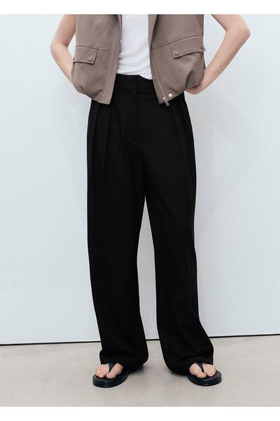 MANGO Woman Wideleg pants with pens