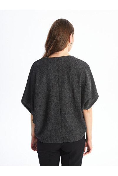 LC Waikiki Γυναικείο μπλουζάκι με μονόχρωμο κοντομάνικο V λαιμόκοψη